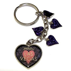 Fabulous Las Vegas Heart Keychain with Purple Hearts